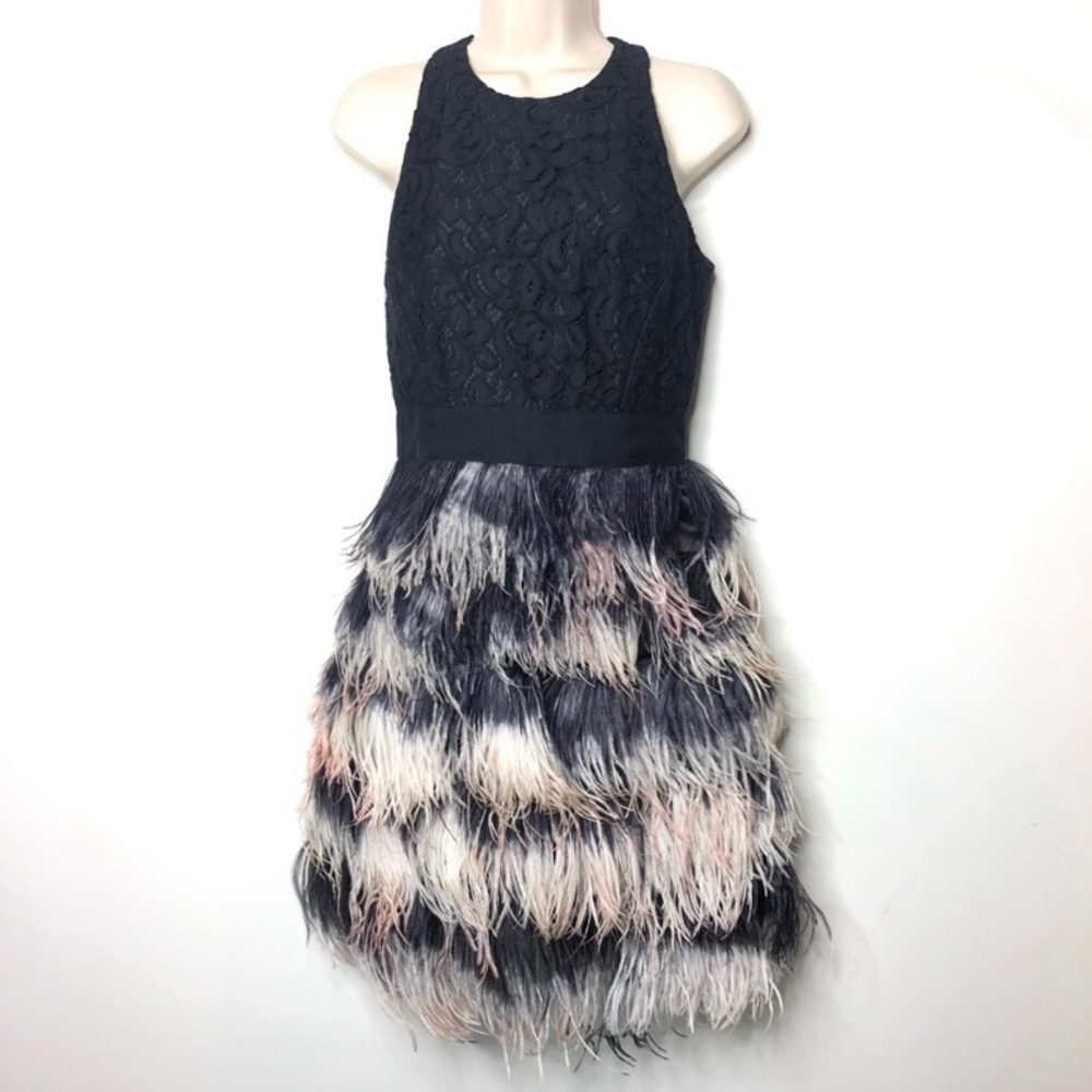 Milly Blair Ostrich Feather Cocktail Dress
